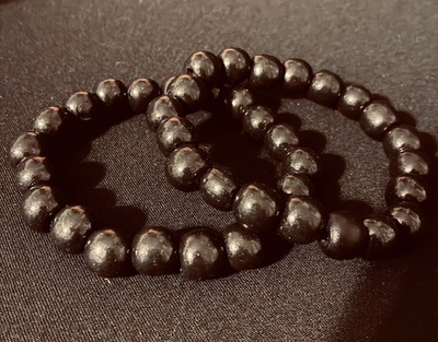 Natural Beaded Stretch Bracelet (Black)