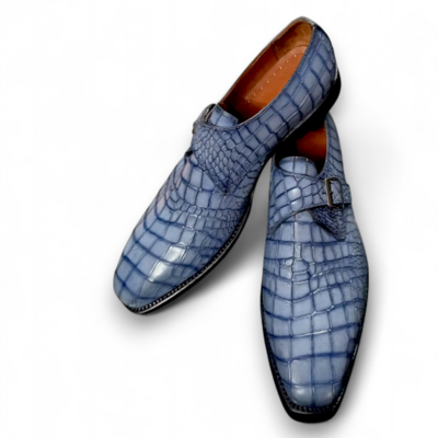Crafted leather classic handmade men genuine crocodile/alligator texture leather dress shoes