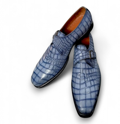 Crafted Leather Classic Handmade Men Genuine Crocodile/Alligator Texture Leather Dress Shoes