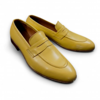 Crafted Leather Yellow Moccasin Loafer Slip on Dress Shoes  - Thumbnail 2