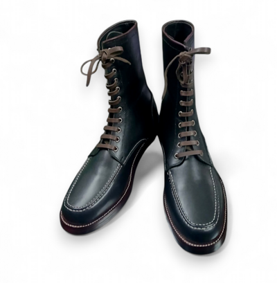 Crafted Leather Green Leather Ankle High Lace up Military Boot