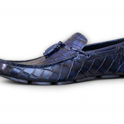 Crafted leather classic blue crocodile/alligator leather dress shoes