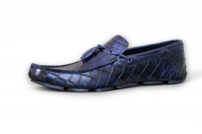 Crafted Leather Classic Blue Crocodile/Alligator Leather Dress Shoes