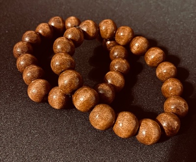 Large Natural Beaded Stretch Bracelet (Brown)