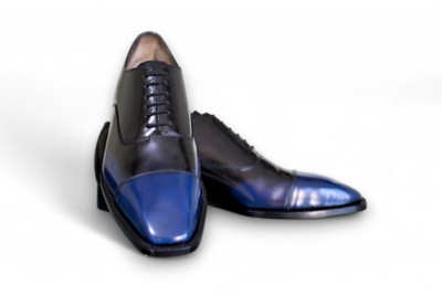 Crafted Leather Men Black Blue Classic Oxford Lace up Dress Shoes