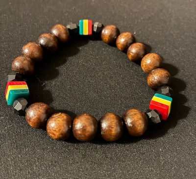 Rasta Unity Beaded Stretch Bracelet (Brown)