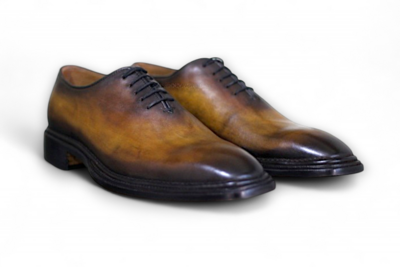 Crafted Leather Men Brown Patina Leather Oxford Lace up Dress Shoes