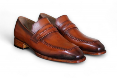 Crafted Leather Classic Brown Loafer Slip on Dress Shoes 