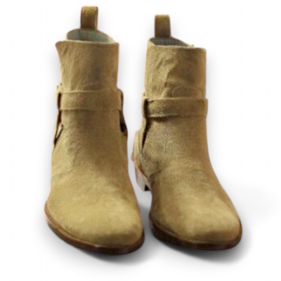 Crafted leather classic genuine suede leather buckle strap jodhpur boot