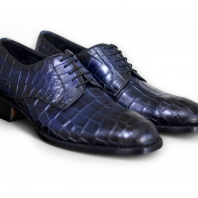 Crafted leather classic handmade blue crocodile/alligator dress shoes