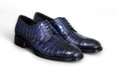 Crafted Leather Classic Handmade Blue Crocodile/Alligator Dress Shoes