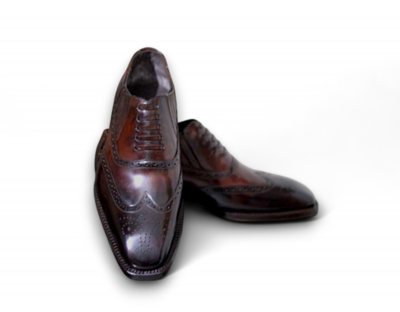 Crafted Leather Men Brown Classic Oxford Wingtip Lace up Dress Shoes