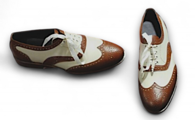 Crafted Leather Men Brown White Classic Wingtip Oxford Lace up Dress Shoes