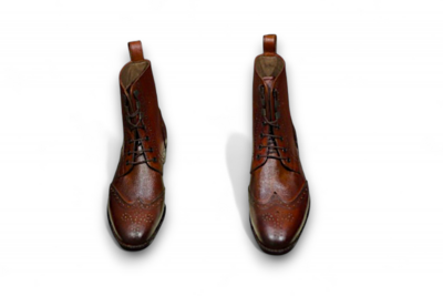 Crafted Leather Classic Men Brown Leather Ankle High Lace up Dress Boot