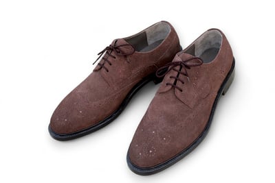 Crafted Leather Men Brown Suede Wingtip Oxford Lace up Dress Shoes