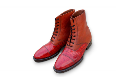 CoCrafted Leather Classic Dress Shoes Brown Leather Crocodile/Alligator Ankle High Boot