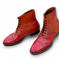 CoCrafted Leather Classic Dress Shoes Brown Leather Crocodile/Alligator Ankle High Boot - Thumbnail 1