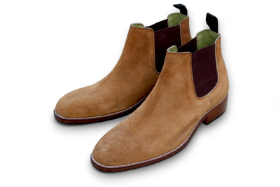 Crafted Leather Classic Beige Suede Leather Chelsea Boot