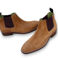 Crafted Leather Classic Beige Suede Leather Chelsea Boot - Thumbnail 2