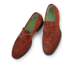 Crafted Leather Men Brown Suede Leather Moccasin Loafers Dress Shoes - Thumbnail 3