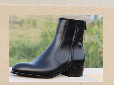 Crafted Leather Classic Men Black Leather Side Zipper Jodhpur Boot