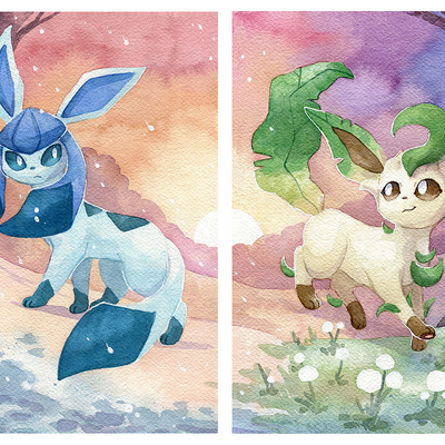 Glaceon & leafeon print