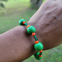 ORANGE & GREEN ME🐍🐍🧡💚 BRACELET💫 READY-MADE (UNISEX) By Nubian Collection Artwear👑 - Thumbnail 1