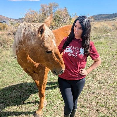 Release the reins white logo organic cotton tshirt