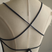 Navy Blue V Neck Mermaid Backless Back Lace up Satin Prom Dresses - Thumbnail 3