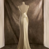 Champage Satin Sleveless Mermiad Floor Length Zipper Back  Wedding Dress - Thumbnail 2