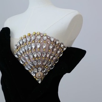 Sexy Black Strpless Velvet Rhinestones Mermaid Floor Length Prom Dress  - Thumbnail 2