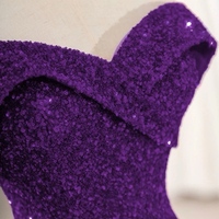 Lovely Sweethear Neck Strapless Sequins Purple Slit Prom Dress - Thumbnail 2