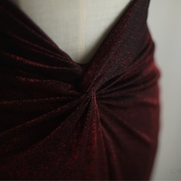 Burgundy Spaghetti straps Sweetheart Neck Mermaid Floor Length Prom Dress - Thumbnail 5