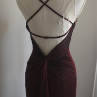 Burgundy Spaghetti straps Sweetheart Neck Mermaid Floor Length Prom Dress - Thumbnail 4