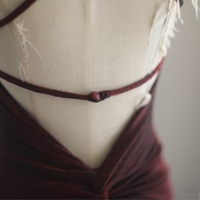 Burgundy Spaghetti straps Sweetheart Neck Mermaid Floor Length Prom Dress - Thumbnail 3