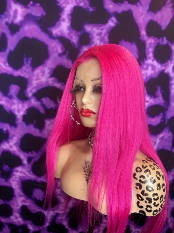 HOT PINK SYNTHETIC  LACE FRONT WIG