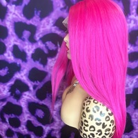 HOT PINK SYNTHETIC  LACE FRONT WIG - Thumbnail 3