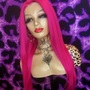 HOT PINK SYNTHETIC  LACE FRONT WIG-4