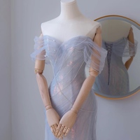 Sweetheart Neck Sequined Fish Tail Evening Gown Light Luxury Adult Gift Niche Bride Toast Dress Banquet Dress Customized - Thumbnail 1