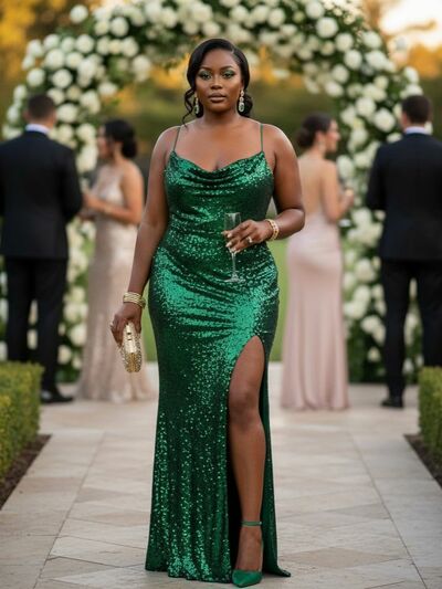 Simple Sheath Plus Size Sequins Lace Green Mother Of Bride /Groom Dresses Evening Formal Gown