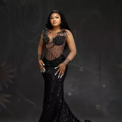 Black illusion mermaid prom dresses beaded rhinestones full sleeves evening formal party second birthday engagement gowns