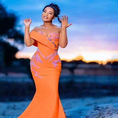 Aso ebi orange mermaid prom dresses lace beaded crystals evening formal party second reception birthday engagement dress