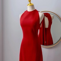 Sexy Elegant New Bodycon Dress Sleeveless Red Long Dresses Women Fashion Cocktail Party Birthday Wedding Guest - Thumbnail 2