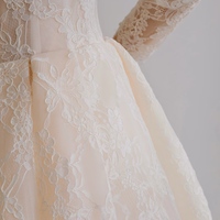 Lovely Lace Sweetheart Neckline A-Line Off-the-Shoulder Long Sleeves Lace Wedding Dresses - Thumbnail 3