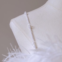 Ivory Mermaid Feather wedding dress, Modern bridal gown with sequin, Strapless bridal robe - Thumbnail 3