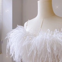 Ivory Mermaid Feather wedding dress, Modern bridal gown with sequin, Strapless bridal robe - Thumbnail 5