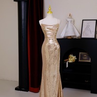 Chic Champagne Sequins Long Prom Dress, Sequins Champagne Formal Dress,Lace up Prom Dress - Thumbnail 4