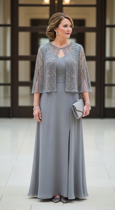 Gray Mother of the Bride Dresses with Jacket