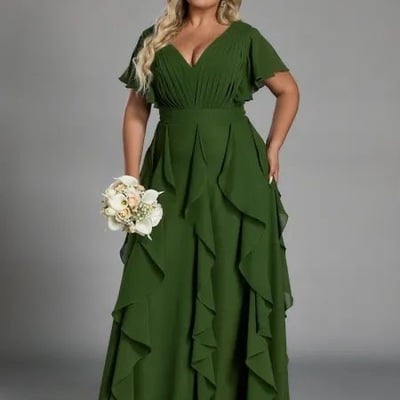 Olive green bridesmaid dresses chiffon floor length
