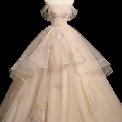 Beautufull tulle long a-line prom party dress - Thumbnail 1